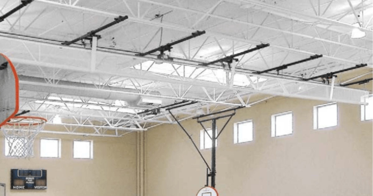 Tectum roof deck panels inside a gym