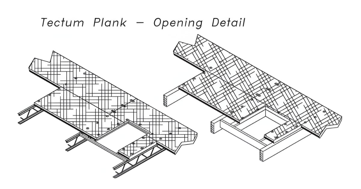 Tectum Diagram for Installation and Replacement of plank opening